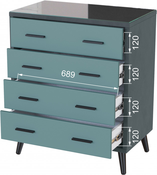 Комод интерьерный Ланс серый/мдф бриз