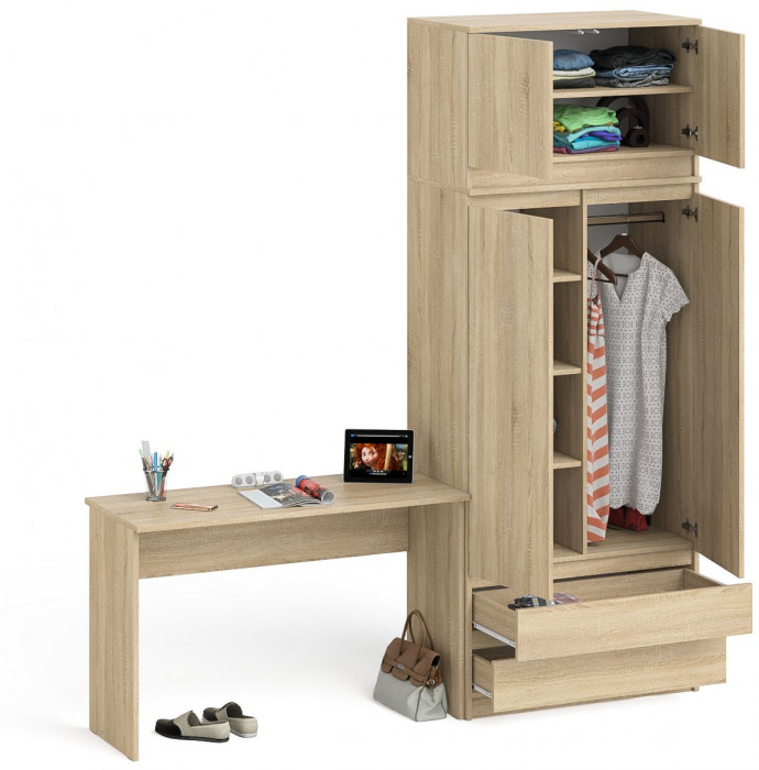Мори письменный стол МСП1200.1 + Шкаф МШ900.1 + Антресоль МА900.1, дуб сонома