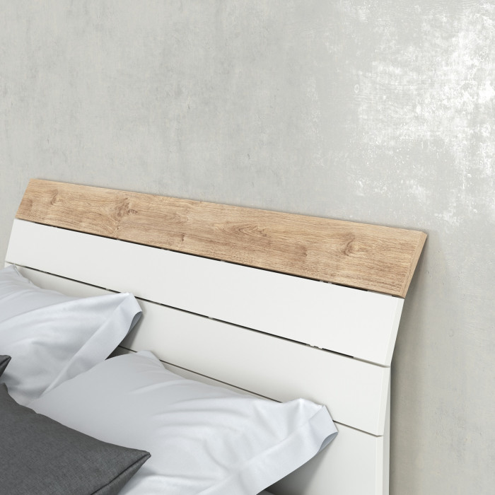 Муссон Кровать 11.41 + ортопед + 16.03 + 13.97 + Зеркало СВК + Тумба ТВ 13.276, цвет белый/чёрный/дуб эндгрейн элегантный, сп. м. 1600х2000 мм., б/м