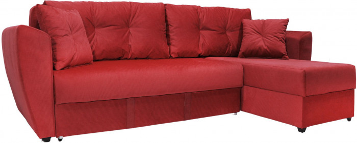 Диван-кровать угловой Амстердам Люкс, 160х200, еврокнижка, велюр, красный