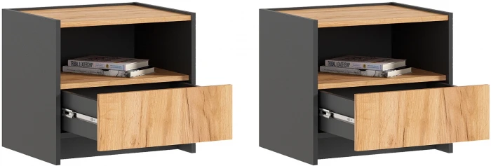 Остин Тумбы прикроватные (2 шт) Дуб крафт, Графит