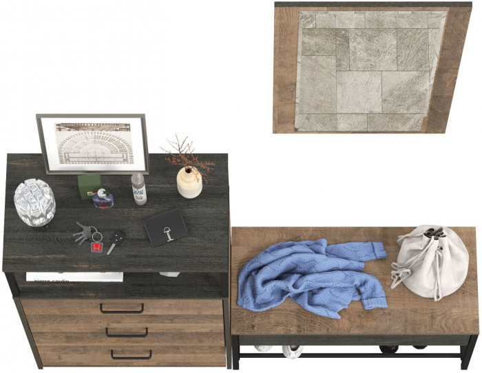 Трувор Прихожая 196, цвет дуб гранж песочный/интра, ШхГхВ 146х37х195 см., универсальная сборка