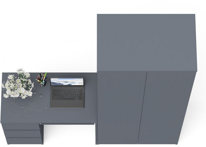 Мори Стол компьютерный МС-6 левый + Шкаф МШ800.1, цвет графит, ШхГхВ 170,4х50,4х209,6 см., выдвижные ящики слева, НЕ универсальная сборка
