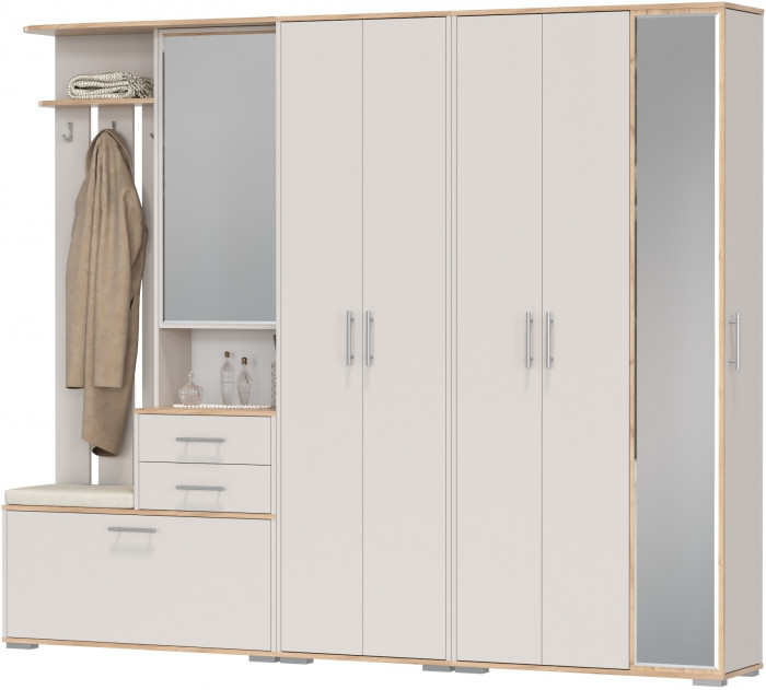 Прихожая Домино 6, дуб крафт золотой/кашемир серый