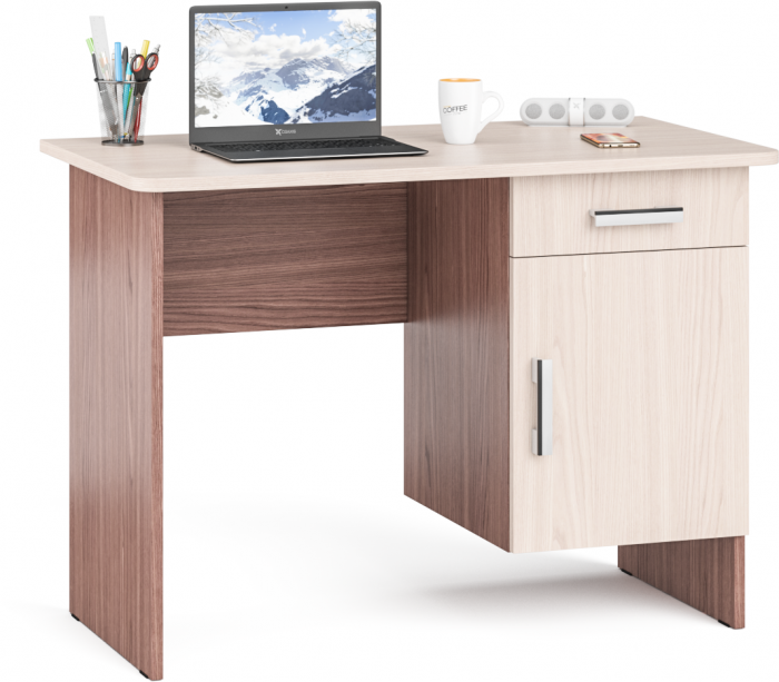письменный стол С-МД-1-09, ясень шимо светлый/ясень шимо тёмный