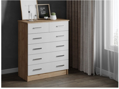 Комод Катрин-5 дуб крафт золотой/белый