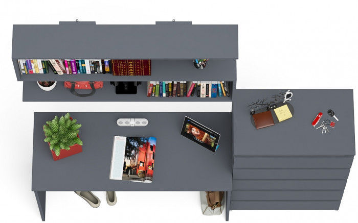 Мори письменный стол МСП1200.1 + Комод МК700.5 + Полка 1200, графит