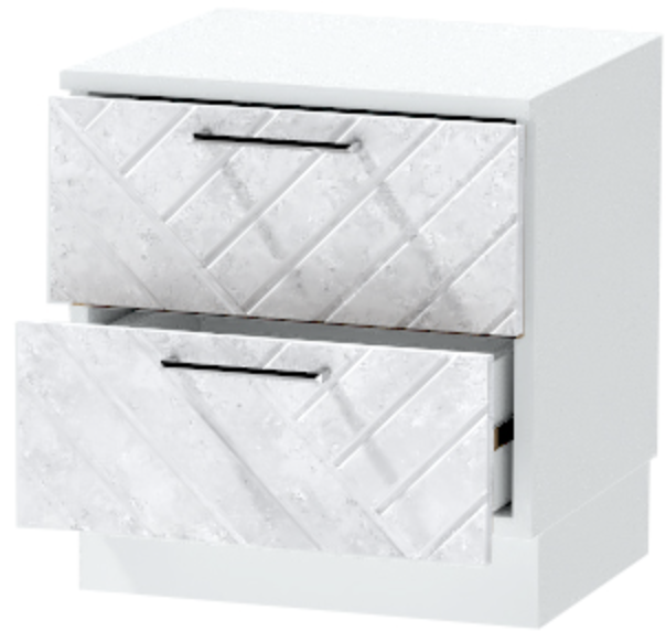 Тумба-6 прикроватная напольная "Иннэс-7", Белый/Бетон снежный