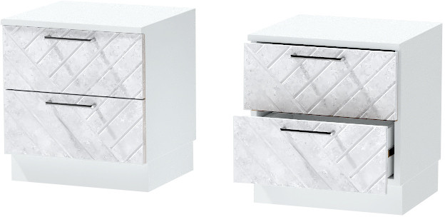 Тумба-6 прикроватная напольная "Иннэс-7", Белый/Бетон снежный