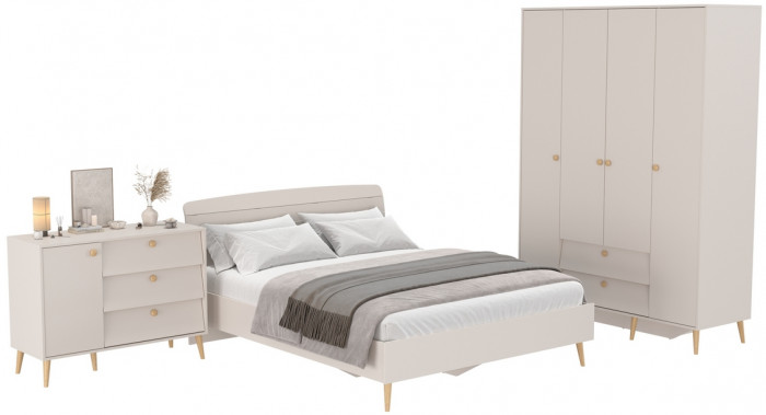 Афина Спальня 11-1600, цвет кашемир серый, сп.м. 1600х2000 мм., б/м, основание есть - фанера