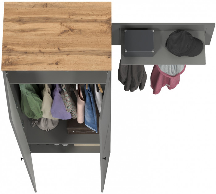 Остин Прихожая 08, цвет серый графит/дуб крафт золотой, ШхГхВ 159,7х54,3х229,6 см., универсальная сборка