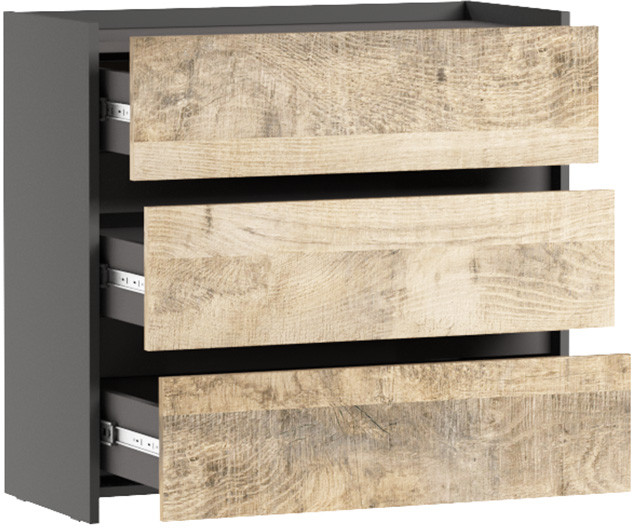 Комод Денвер 3Я, Графит, Дуб гранж песочный