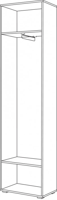 Лайн 08.122 Шкаф для одежды, цвет дуб крафт серый/фасады МДФ белый глянец, ШхГхВ 55х35х210 см., универсальная сборка