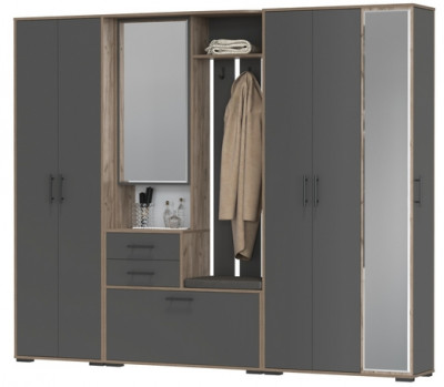 Прихожая Домино 6, дуб крафт табачный/графит