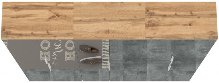 Октава 13.338 Шкаф для одежды + 13.338 Шкаф + 13.338, серый графит/дуб крафт золотой/фасады МДФ серый графит/зеркало