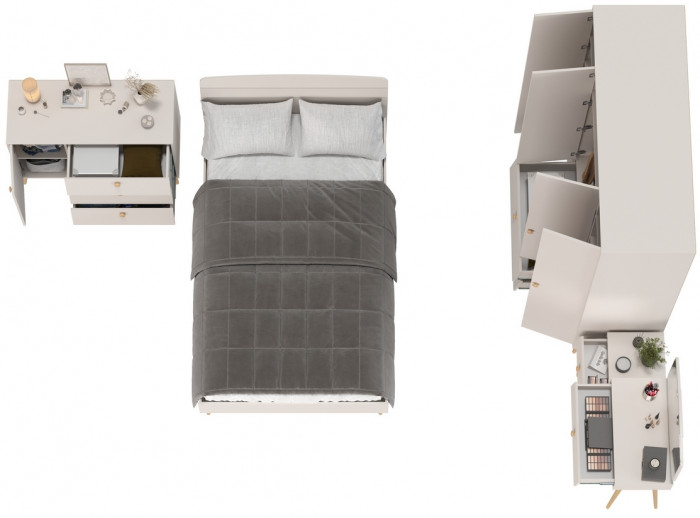 Афина Спальня 12-1200, цвет кашемир серый, сп.м. 1200х2000 мм., б/м, основание есть - фанера