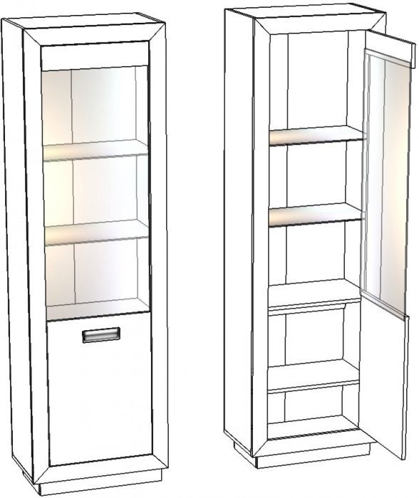 Шкаф-витрина (правое исп.) "Эстель" - Дуб полярный/Сосна натуральная