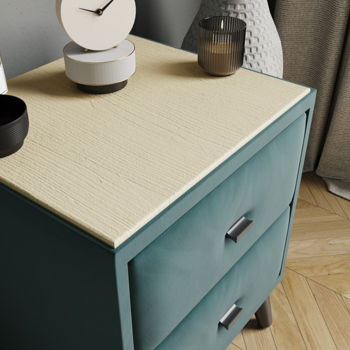 Тумба прикроватная интерьерная Пай бирюза/мдф клен кремовый