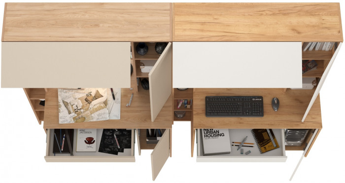 Два стола компьютерных Комфорт 12.71, гикори рокфорд натуральный/сатин/дуб золотой/белый