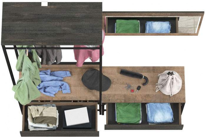 Трувор Прихожая 214, цвет дуб гранж песочный/интра, ШхГхВ 160х36,6х194,2 см., универсальная сборка