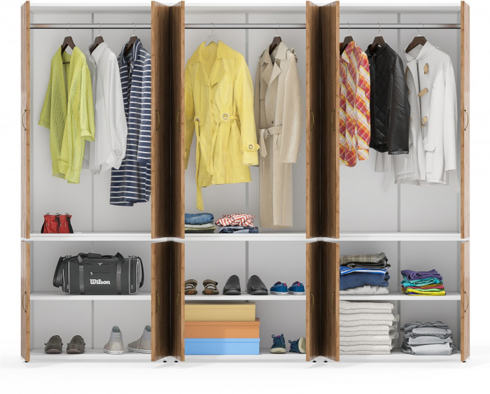 Лидер-8 Шкаф МД 19Б 3 шт., белый шагрень/крафт золото