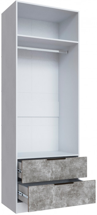 Шкаф Мадрид (0,8) с 2 ящ. с зеркалом, Белый/ателье светлое