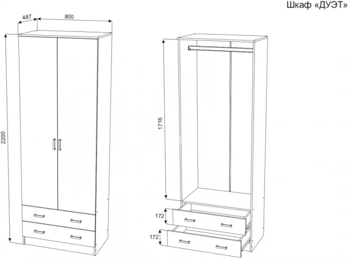 Шкаф Дуэт платяной (Венге / лоредо)