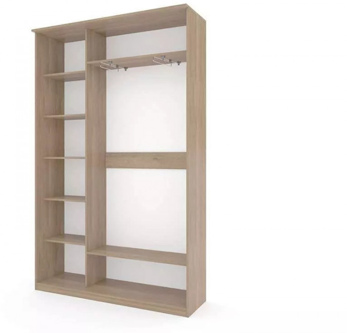 Шкаф купе Модерн 1490х450 2-х дверный 2-х секционный зеркальный с пескоструем №3 ясень