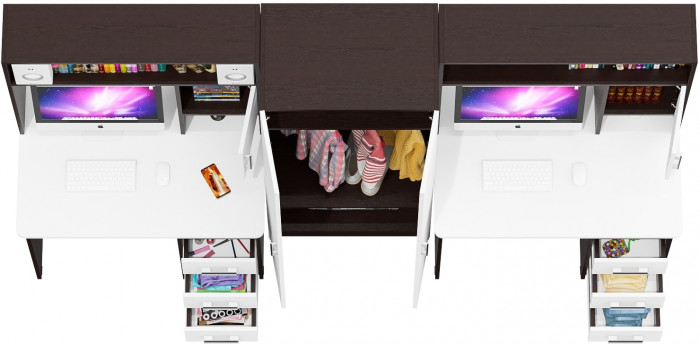 С-МД-СК9 Компоновка № 05, цвет венге/белый шагрень, ШхГхВ 274х70х160 см., НЕ универсальная сборка