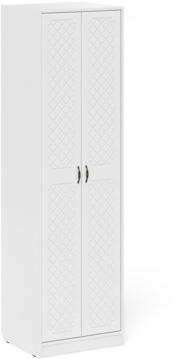 Прихожая П-6 Шкаф + Пенал, цвет белая шагрень/фасады МДФ белое дерево фрезеровка ромб, ШхГхВ 90х50х210 см., универсальная сборка