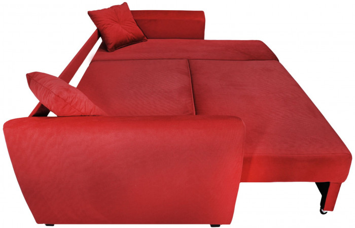 Диван-кровать угловой Амстердам Люкс, 150х200, еврокнижка, независимый пружинный блок, велюр, красный