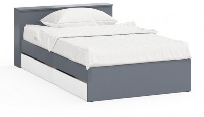 Ксения Кровать с ящиками 1200, графит/белый