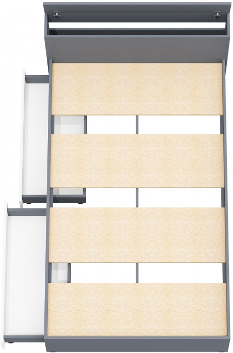 Ксения Кровать с ящиками 1200, графит/белый