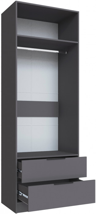 Шкаф Мадрид (0,8) с 2 ящ. с зеркалом, Графит серый