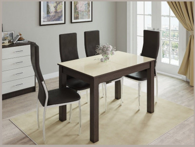 Стол обеденный Бруно 1100х700 венге/лакобель ваниль