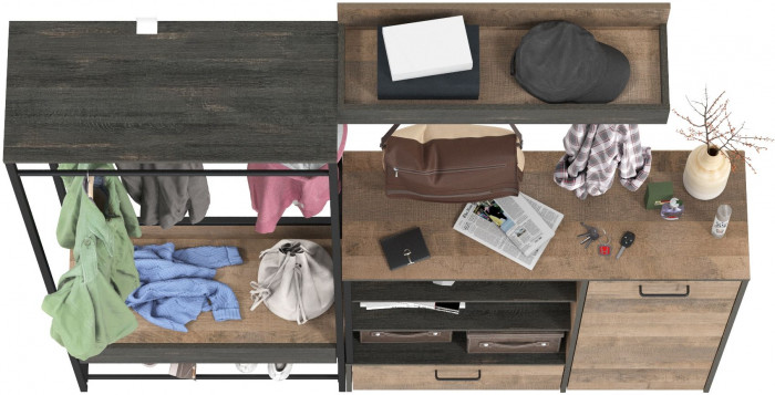 Трувор Прихожая 217, цвет дуб гранж песочный/интра, ШхГхВ 189х36,9х194,2 см., универсальная сборка