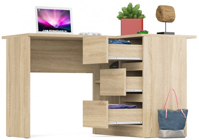 Мори компьютерный стол МС-16 правый, дуб сонома