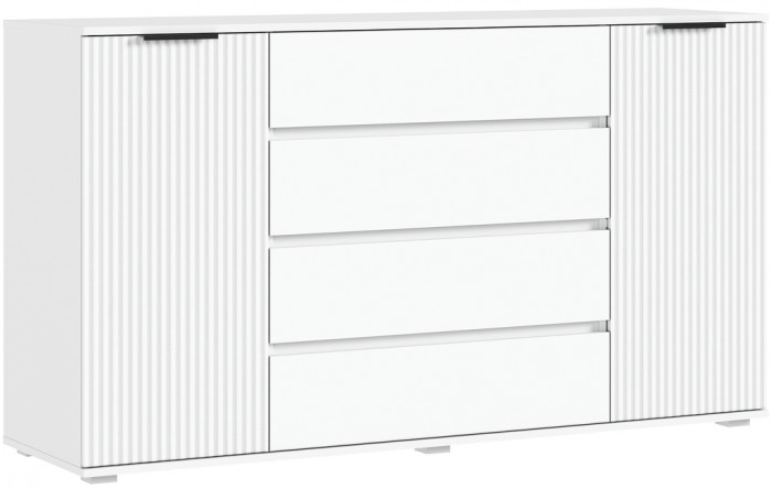 Марвэл Комод 2 двери 4 ящика (1600), Белый/Браш белый
