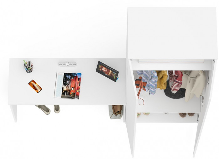 Мори Стол письменный МСП1200.1 + Шкаф МШ800.1, цвет белый, ШхГхВ 200,8х50,4х209,6 см., универсальная сборка