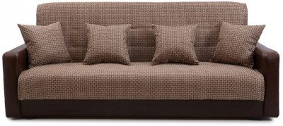 Раскладной диван-кровать, прямой, книжка, цвет бежево-коричневый, кожа/рогожка, Лондон 120х190