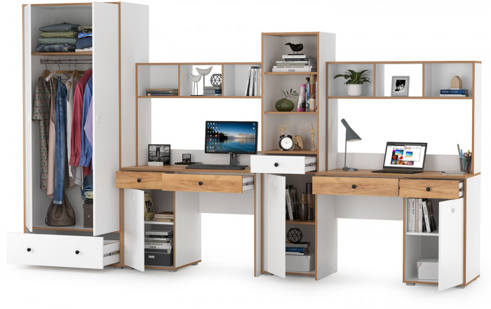 Вуди Компоновка № 32, белый премиум/дуб крафт золотой