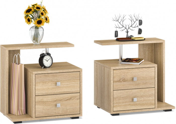 Камелия спальня № 11 Кровать с ящиками 1800 + Две тумбы + Комод + Шкаф 4-х створчатый, цвет дуб сонома, сп.м. 1800х2000 мм., б/м, основание есть