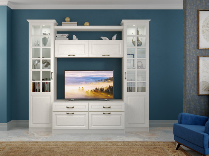 Ливерпуль Шкаф навесной, цвет ясень ваниль/белый, ШхГхВ 140х31,4х35 см.