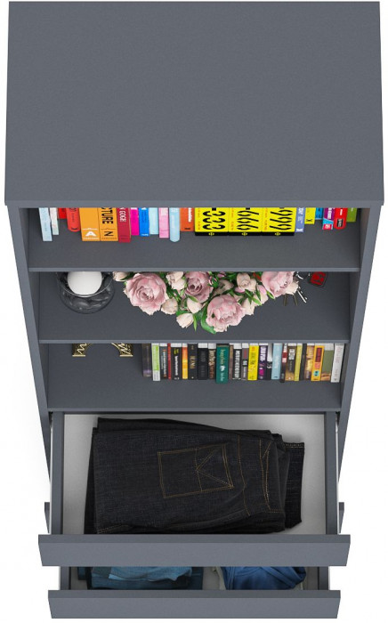 Мори Стеллаж МСТ600.3, цвет графит, ШхГхВ 60,4х35,4х179,6 см.