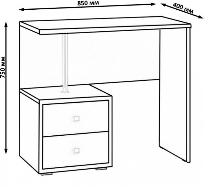 Камелия Стол косметический, цвет дуб сонома, ШхГхВ 85х40х75 см., НЕ универсальная сборка