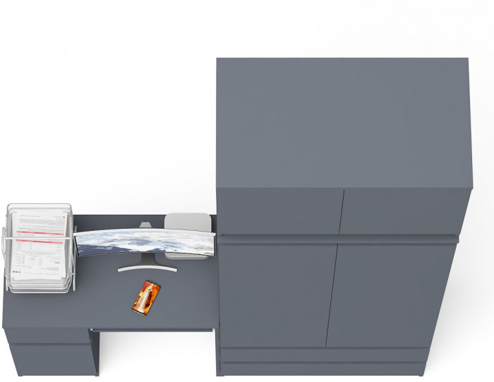 Мори Стол компьютерный МС-1 левый + Шкаф МШ900.1 + Антресоль МА900.1, цвет графит, ШхГхВ 180,4х50,4х234,2 см., выдвижной ящик слева, НЕ универс. сб.