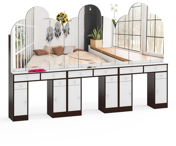 Три туалетных столика Трельяжа МД №2, венге/белый шагрень