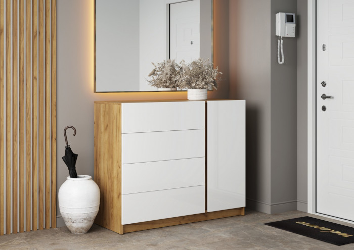 Модульная спальня Бостон МДФ 160 с ортопедом и ПМ, крафт золотой/белый глянец