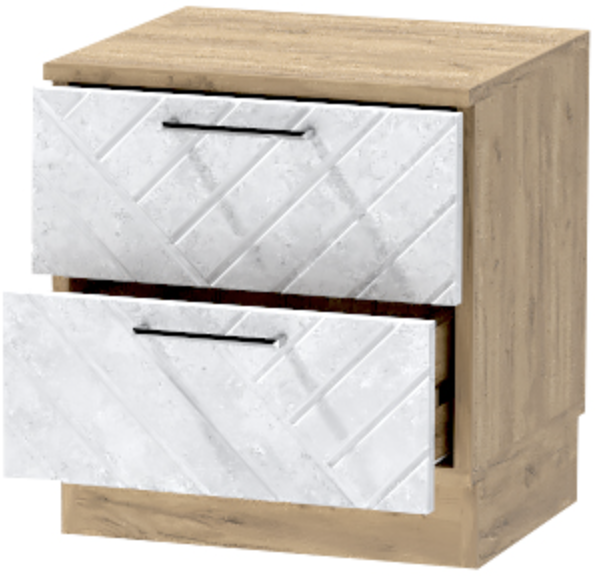 Тумба-6 прикроватная напольная "Иннэс-7", Крафт золотой/Бетон снежный