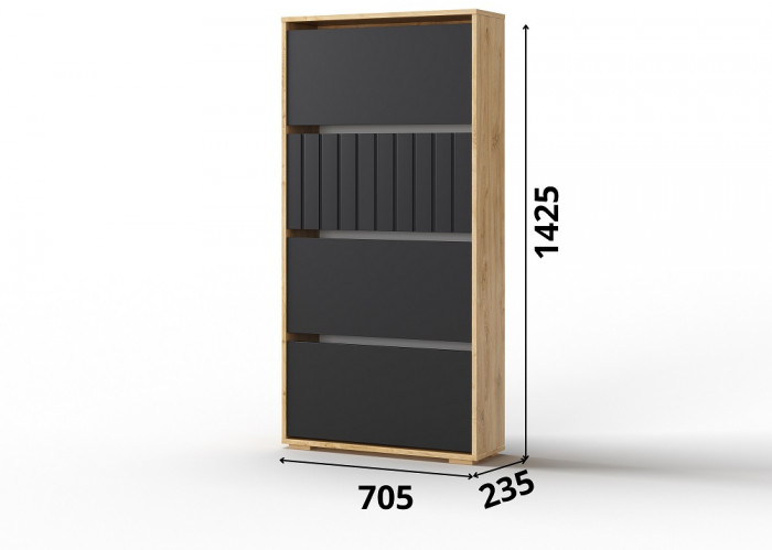 Тумба для обуви "Элана" - Дуб наварра/Черный шагрень